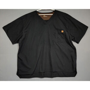 Carhartt Shirt Mens 3XL Black V Neck Short Sleeve Workwear Scrub Utility Pocket